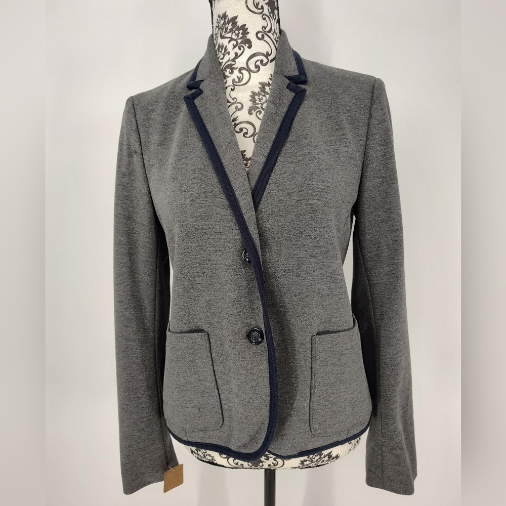 GAP The Academy Blazer Grey with Navy Trim Size Women's 6